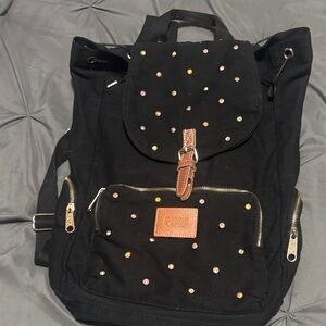 PINK Victoria's Secret Black Backpack with Iridescent Studs